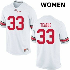 NCAA Ohio State Buckeyes Women's #33 Master Teague White Nike Football College Jersey RRR6445ZE